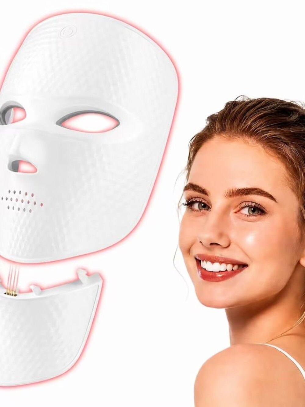 New LED Skincare Device for Face & Neck - Cordless, Rechargeable, Red & Blue Lig